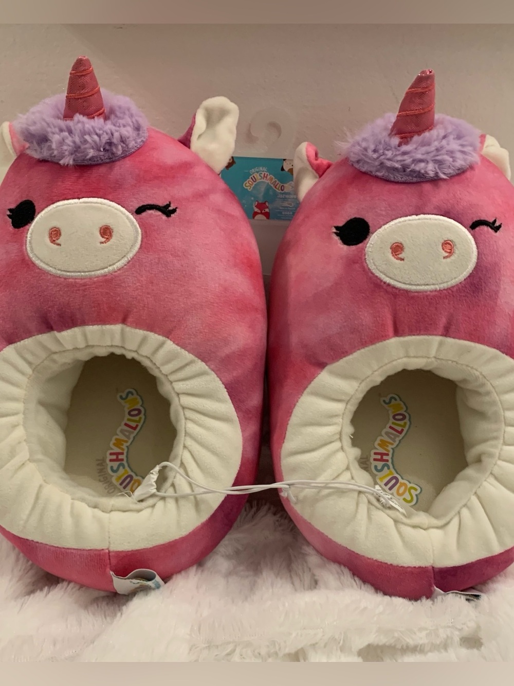 Squishmallows Kids' Lola Berry Purple Unicorn Slippers • Size XL (4-5) • NWT